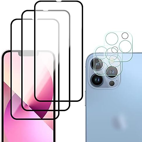 3 Csomag képernyővédő fólia Kompatibilis az iPhone 13 Pro Max，2 Csomag Kamera Lencséjét Védő,HD Edzett Üveg Film Anti Karcolás Munka