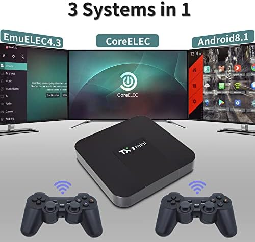 Retro Játék Konzol 25,000 Játékok , TX3 Mini Klasszikus Játék Konzol 3 Rendszerek EmuELEC4.3 /Android8.1 /CoreELEC, Kompatibilis a PSP/PS1/Arcade/MAME,