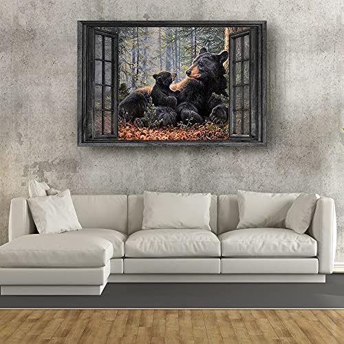 Fekete Medvék Az Ablakon Kívül Vicces Állat Vintage Poszter Kép Falat Borító Festmények Nyomtatása a szobám falán Lóg Konyha