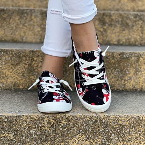 Női Sétáló Cipők Karácsonyi Nyomtatás Canva Cipő Puha Platform csúszásmentes Cipő Cipők Könnyű Csúszik Cipő