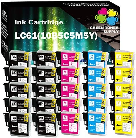 GTS (Csomag 25 Kompatibilis Csere Testvér LC61 LC65 Tintapatron LC-61 LC61 LC61BK (10B5C5Y5M) a Munka All-in-One DCP-165C DCP-385C DCP-585CW