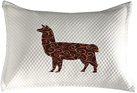 Ambesonne Láma Steppelt Pillowcover, Dél-Amerikai Belföldi Állat Sziluett Kavargott Vonalak Absztrakt Alpaka Design Standard