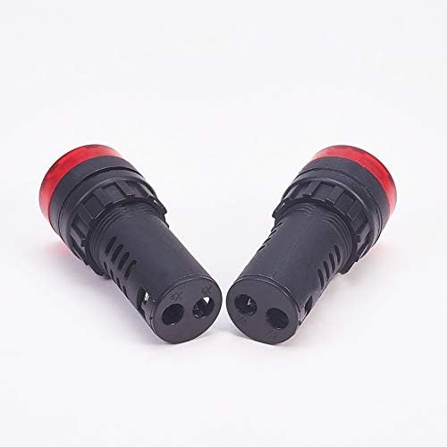 Othmro 24V-os Műanyag LED jelzőlámpa 22mm Átmérőjű Piros Színű Panel Mount pin Alapú Led AD16-22SM Hossza 65.7 mm-es 2db