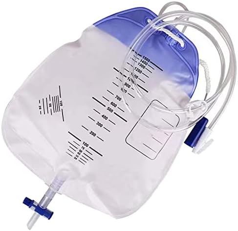 LYNSAY 10DB Vizelet Elvezető Táska, 1500ml Vizelete Vizelet Gyűjtő Lógó Horog Anti-Reflux Kamara, illetve 1.1 m/43Inch Cső