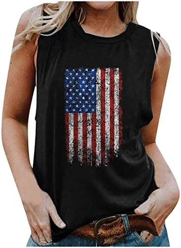 Tank Felső Női Laza Fit Amerikai Zászló Ujjatlan Póló Újdonság, Grafikus 4. július Hazafias póló Mellény, Nyári Felsők