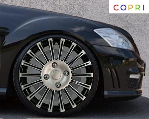 Copri Készlet 4 Kerék Fedezze 13 Coll Ezüst-Fekete Dísztárcsa Snap-On Illik Toyota