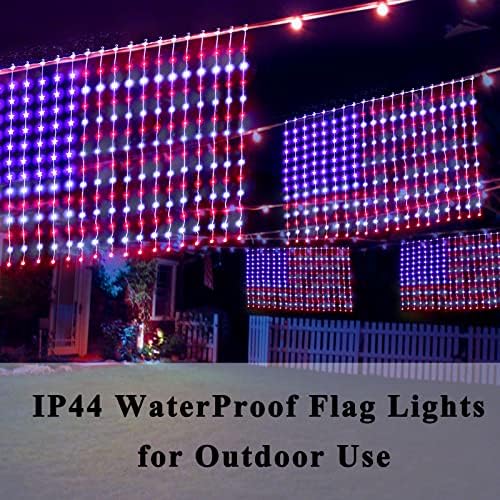 Amerikai Lobogó Fények Csillagok, 260 LED USA Zászló String Függöny Fények Dugó, Hazafias Lámpák Kültéri Világító Zászló