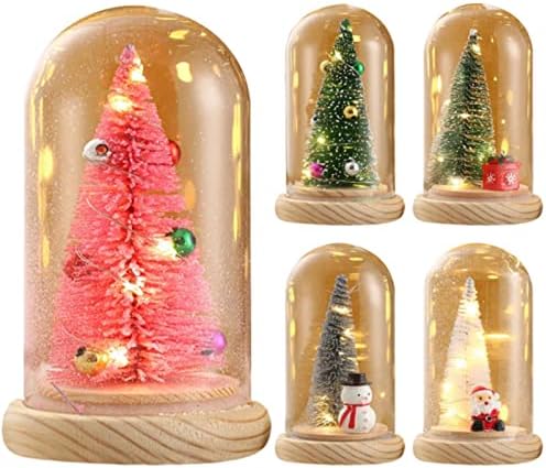 Mini karácsonyfa Díszek, karácsonyfa Miniatűr Üveg Búra LED-es Világítás Karácsonyi DIY Kézműves Party Dekoráció Izzók Karácsonyi