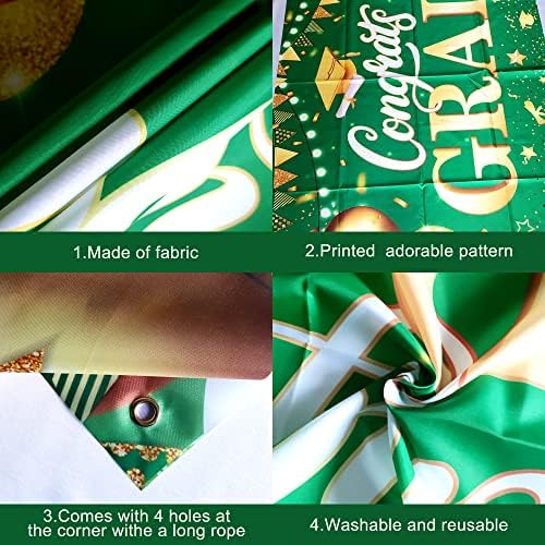 KatchOn, XtraLarge Zöld Érettségi Banner - 72x44 Inch, Congrats Grad Banner | Zöld-Arany Diploma Dekorációk, 2023, Érettségi