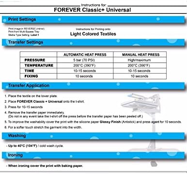 Örökké hőátadás Papír, Klasszikus+ Universal Premium Lézer Transzfer Fény 50 Lap 8.5x11