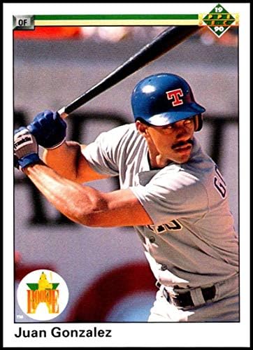 Az 1990-es Felső szint 72 Juan Gonzalez RC NM-MT Texas Rangers Hivatalosan Engedélyezett MLB Baseball Trading Card