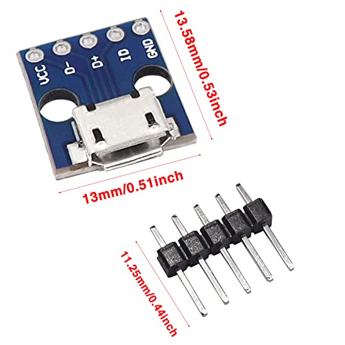 Taiss / 5db KY-040-es Rotary Encoder Modul 15 x 16.5 mm +10DB Micro USB Adapter DIP Testület 2.54 mm-es Micro USB Interfész Adapter 5Pin