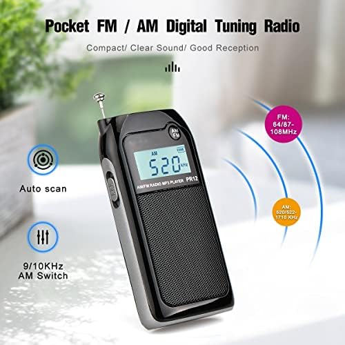 CXDTBH 12 Rádió FM AM Pocket Mini USB Rádió Vevő Mp3 Hordozható Vevőegység Digitális Sztereó Támogatás TF Kártyával Idős