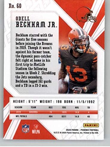 2020 Panini Phoenix Fanatikusok Kizárólagos Tűz Tört Foci 60 Odell Beckham Jr. Cleveland Browns Hivatalos NFL Kereskedelmi Kártyát