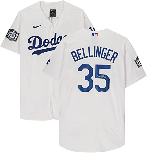 Cody Bellinger Los Angeles Dodgers 2020 MLB World Series Bajnokok Dedikált Nike Fehér Hiteles World Series Logó Jersey -