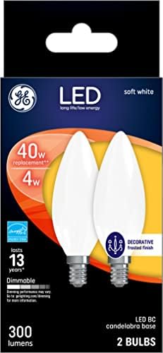 GE Világítás, LED Izzók, 40 Watt Eqv, Puha, Fehér, Dekoratív Izzók, Kis Bázis (2 Csomag)