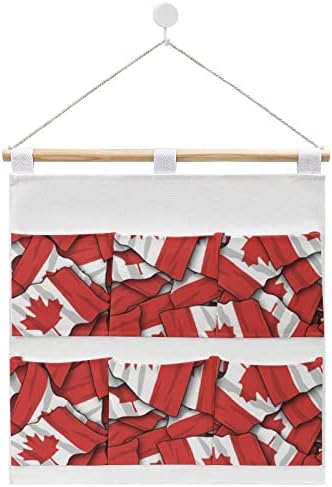 Kanadai Zászló Fali Szekrényben Lógó Tároló Táska 6 Zsebbel, Vászon, Pamut, Az Ajtó Felett Szervező Tasak Hálószoba Fürdőszoba