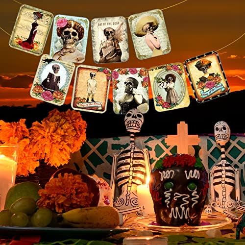 Halottak napja Dekoráció-Mexikói Cukor Koponya Garland a Kandalló Dia de Los Muertos Halottak Napja Banner Szüreti Halloween