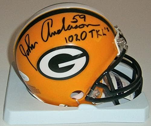 PACKERS John Anderson aláírt mini sisak w/ 1020 Foglalkozik SZÖVETSÉG COA AUTO Autogram - Dedikált NFL Sisak