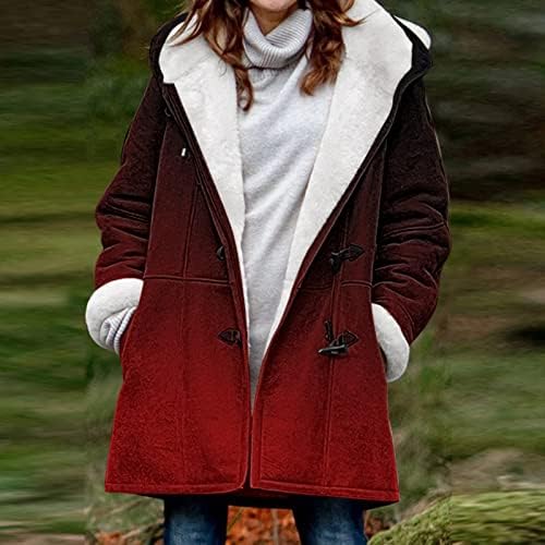 Masbird Téli Kabátok Női Plus Size Meleg Felsőruházat Tömör, Vastag Bélelt Kabát Túlméretezett Laza Gyapjú Kabát