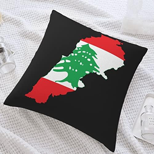Libanon Zászló Térkép Puha, Kényelmes, Kétoldalas Plüss Párna Esetben Erős Haza Praktikum 18 X 18.