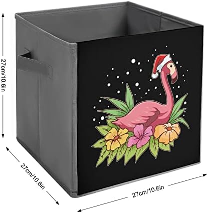 Aranyos Karácsonyi Flamingo Összecsukható Tárolók Kockák Szervező Trendi Anyag Tároló Doboz Lapkák Kocka Fiókok 11 Inch