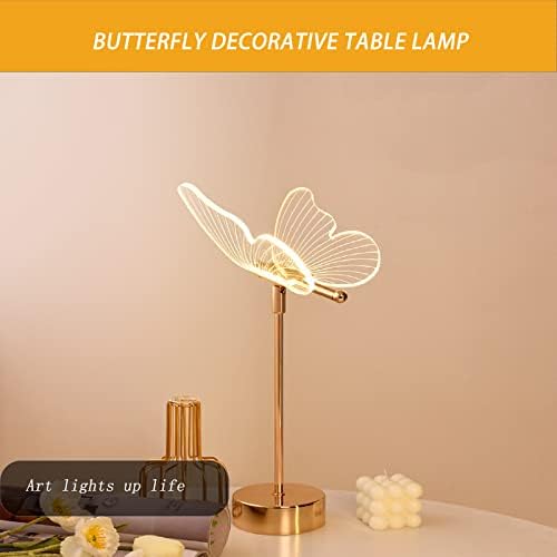 EGEN Modern Arany Pillangó asztali Lámpa，LED Szabályozható Éjjeliszekrény Lámpa, 3 Szín Hőmérséklet-nyomógombos Kapcsoló Mellett Lámpa Fém