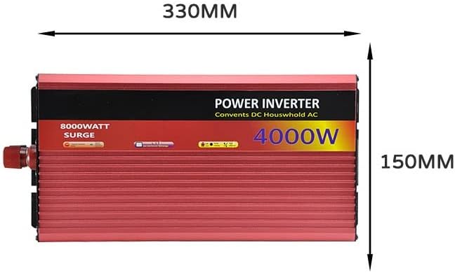 Solar Power Inverter 2400W/4000W (Csúcs) 12V 24V 48V 60v AC 220V Autó Power Inverter Transzformátor Haza Teherautó (Szín : Piros, Méret