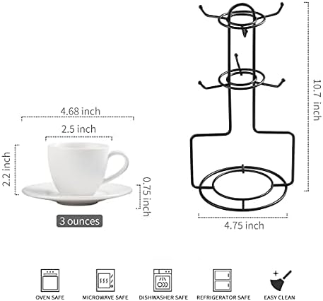 YHOSSEUN Eszpresszó Csészét, majd Csészealjak, Fém Állvány, Porcelán Csésze finom kávét Meghatározott Espresso, tejes kávé, Kávézó,