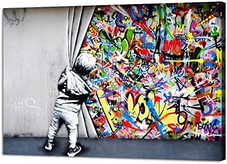 Yatsen Híd Klasszikus Street Art Banksy Graffiti Wall Art A Függöny Mögött Plakátok Vászon Festmények Színes Graffiti Képeket Nyomtat