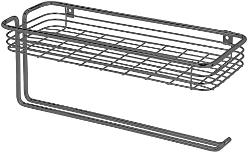 mDesign papírtörlő tartó fűszertartó, valamint Többcélú Polc - Fali Tároló Szervező a Konyha, Kamra, Mosókonyha, Garázs - Tartós Fém