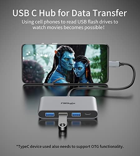 USB-C Hub 4 Port adatátviteli 5Gbps, USB-Hub, USB C Többportos Adapter Típus C-3 USB 3.0 Port, USB C-USB Adapter USB-C Splitter