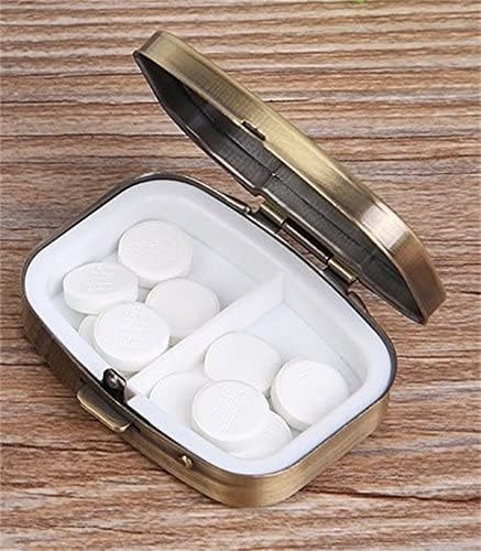 Retro Fém 2 Rekesz Tabletta Szervező Utazási Barátságos Hordozható Kompakt Gyógyszeres Dobozt Aranyos Tabletta Esetében Zseb-a Pénztárca