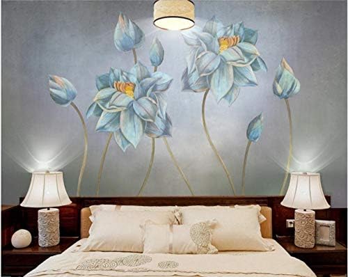 Nappali wallpaperHand-festett, egyszerű, elegáns, olaj festmény, virág-retro divat Skandináv minimalista TV háttér-fal-355X225CM