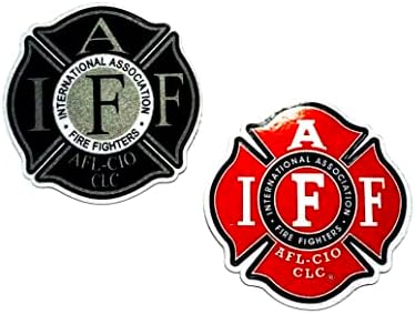 Két Kis Csomag 2 Klasszikus Fényvisszaverő Sisak IAFF Unió Vinil Tűzoltó Minket Készült Matrica (Fekete-piros) Amerikai