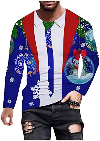 XXBR Karácsonyi T-shirt Mens, Katona Hosszú Ujjú 3D Vicces Karácsonyi Nyomtatás Sleeve Póló Party Jelmez, Alkalmi Felsők