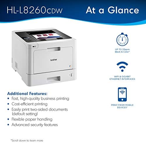 Brother HL-L8260CDW Üzleti Színes Duplex Lézer Nyomtató, Ethernet, Wi-Fi csatlakozás, magában foglalja a Nagy kapacitású