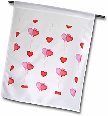 3dRose Aranyos, Piros, Rózsaszín Kép Akvarell Szív Lufi Minták - Zászlók (fl-372128-1)