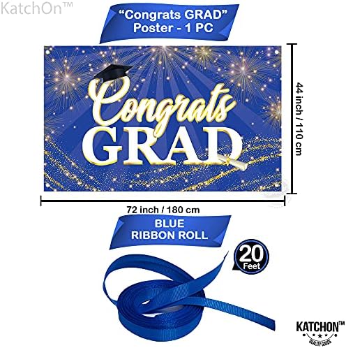 KatchOn, Nagy Kék Congrats Grad Banner - 72x44 Inch, Érettségi Hátteret | Navy Érettségi Banner 2023 az Érettségi Dekoráció Osztály