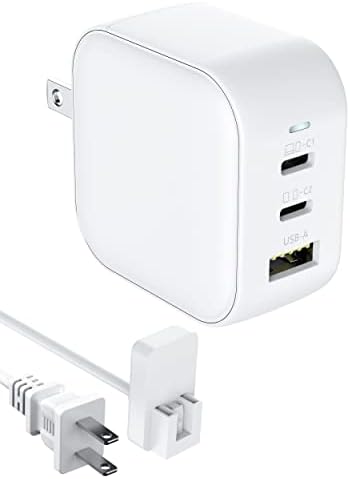 65 w-os USB-C Töltő,LERTOSEN PD 3.0 GaN Töltő - 4.92 Ft Hosszabbító Kábel,3-Port USB-C Fali Töltő Gyorsan Töltő Adapter a MacBook,iPad,iPhone