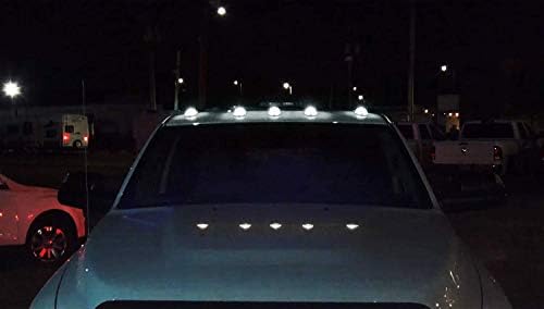 iJDMTOY Füstölt Lencse Fehér LED Fülke tetején Futó Lámpa Kompatibilis Chevrolet Dodge Ford GMC RAM Nissan Toyota Teherautók, 5-Darab