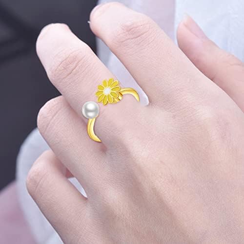 2023 Új Sterling Ezüst Szorongás Gyűrű a Nők Állítható Nyitott Gyűrű Cirkónia a Szorongás Szóbeli Gyűrű (Egy, Egy Méret)
