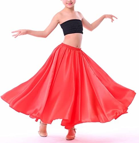 JEATHA Gyerekek Lány Hosszú Full Circle társastánc Szoknya Flamenco Cha Cha Latin-Rumba-Szamba Maxi Szoknya Dancewear