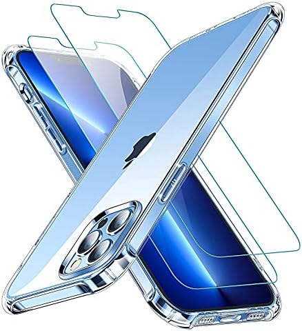 CANSHN Tiszta Kompatibilis iPhone 13 Pro-Ügyben [2 db Edzett Üveg kijelző Védő fólia] Tiszta Kompatibilis iPhone 13 Pro Max-Ügyben [2 db Edzett
