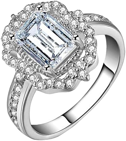 2023 Női Cirkónium-oxid Bling Gyémánt Eljegyzési Gyűrűt Gyűrű Férfi (Ezüst, 6)