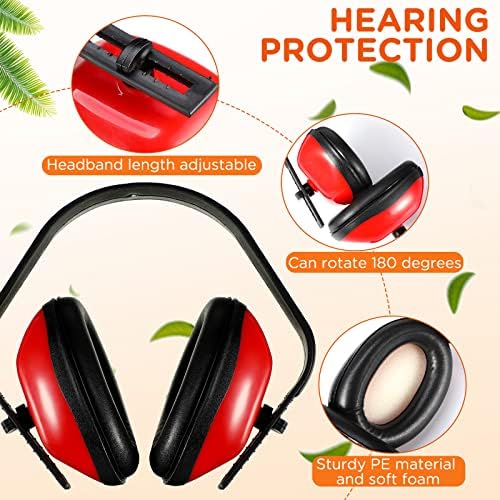 Maitys 6 Db Hangszigetelt Fülvédő hallásvédő Fejhallgató Állítható, Párnázott Védő zajcsökkentés Earplug Gyerekeknek (Piros)