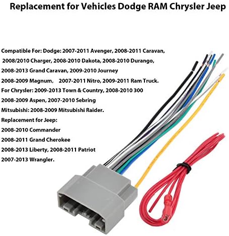 A VÖRÖS FARKAS autórádió Kábelköteg w/Vezeték Hám Szalag Illik 2007-2011 Dodge/Chrysler/Jeep Utángyártott Sztereó CD-Lejátszó,