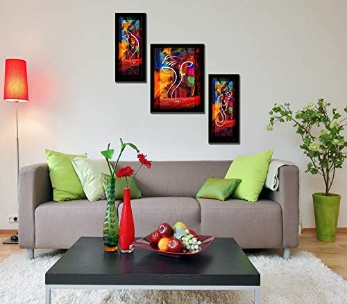 LIFEHAXTORE Xtore Ganesha Művészeti Bekeretezett Festmény |UV Texturált | Kész Lógni (Fa, 24 inch x 18 cm-es)