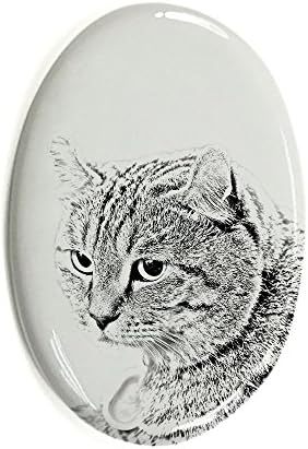 Művészeti Kutya Kft. Felföldi Lynx, Ovális alakú Sírkő a Kerámia egy Kép egy macska