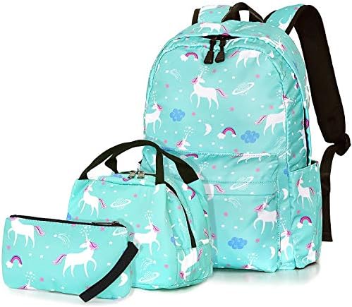 Álom Egyszarvú Iskola Táska Gyerekek 3-in-1 Bookbag Meghatározott, Junlion Laptop Hátizsák Ebéd Táskát, tolltartót Ajándék